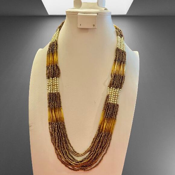 None and/or Unknown Jewelry - Boho Gold Beaded Layered Necklace